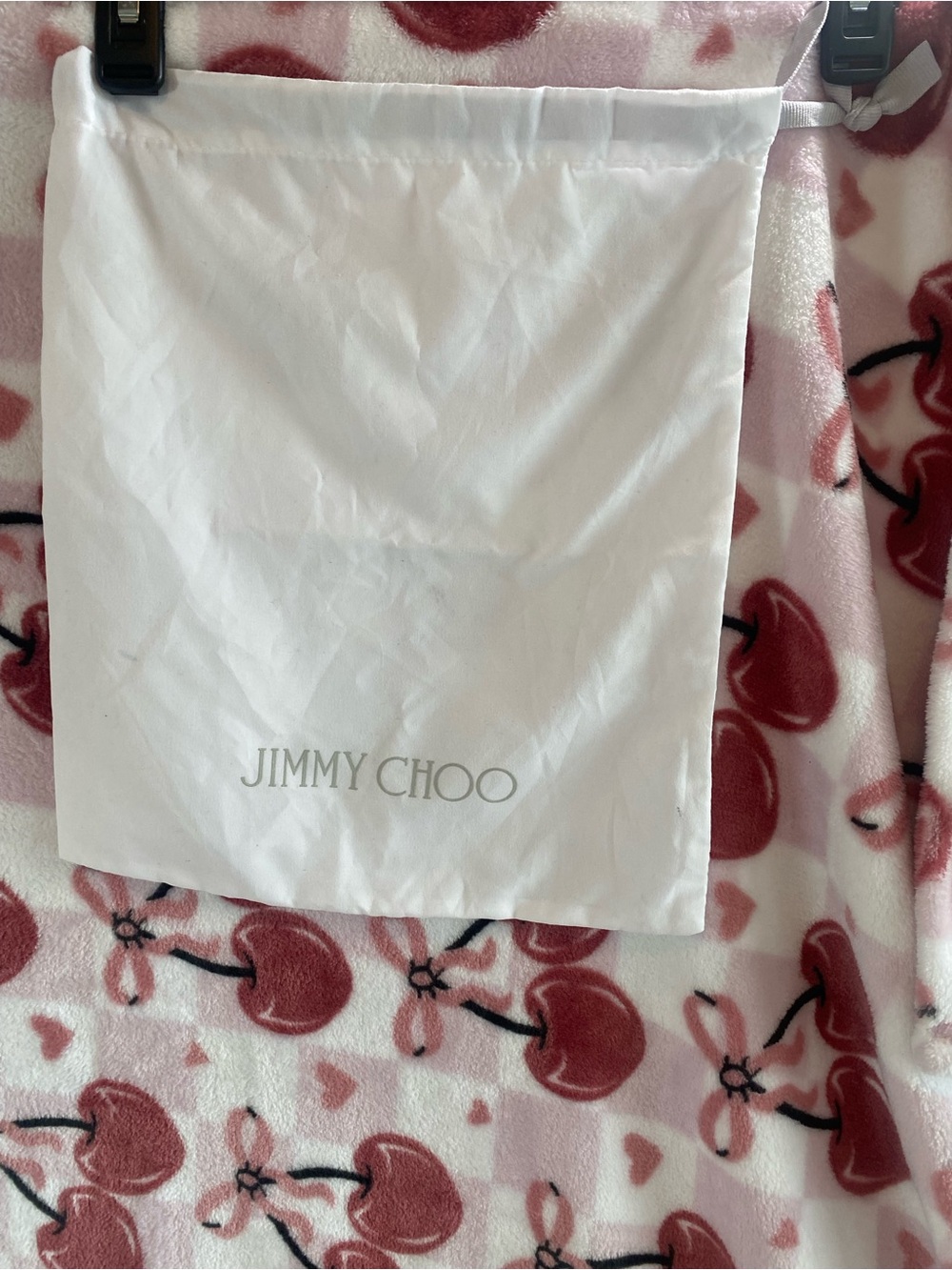Jimmy Choo White Drawstring Dust Bag with Silver Logo